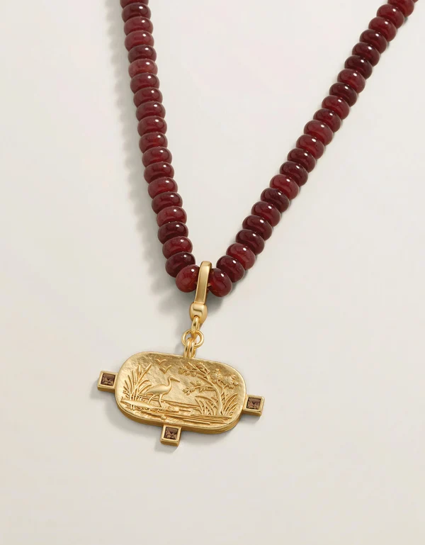 Salt Marsh Beaded Charm Necklace 18" Bordeaux