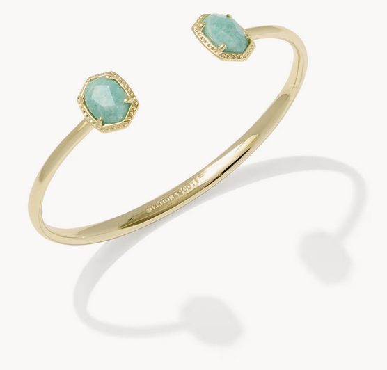 Daphne Frame Cuff Bracelet Teal Amazonite Gold