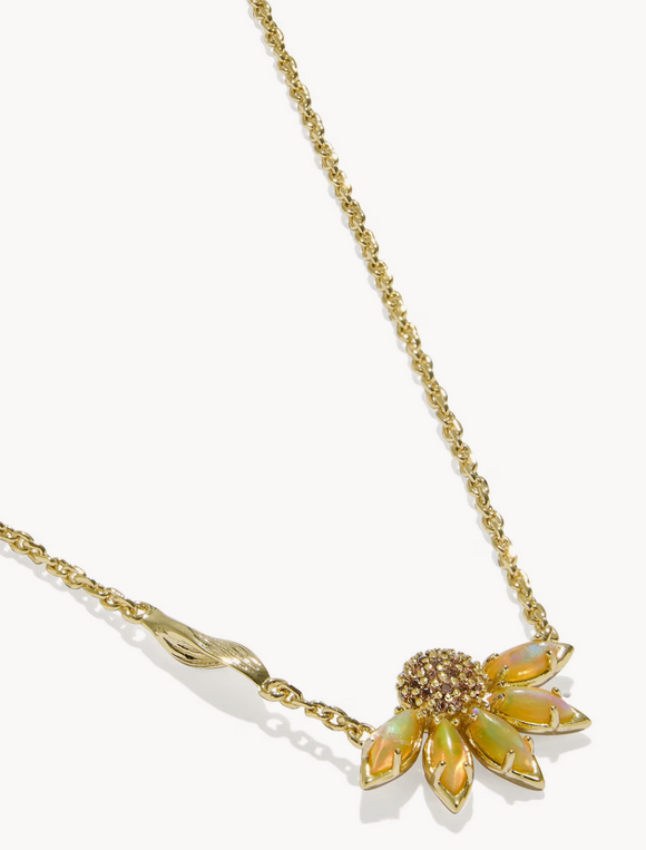 Anya Flower Pendent Necklace Yellow Mix Gold