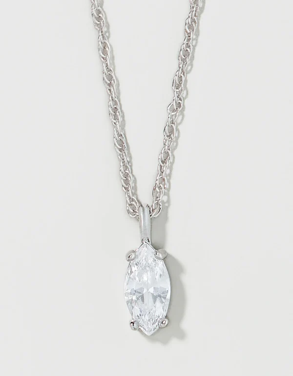 SLV Shine Necklace 18" Fantastic/ Marquis Silver