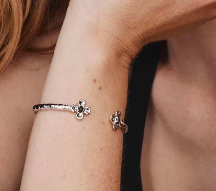 Leanne Cuff Bracelet Silver Black Granite