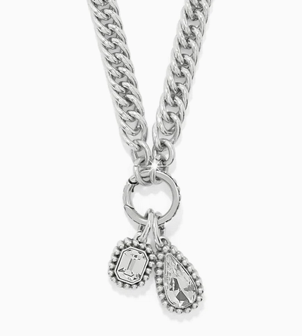 Twinkle Luxe Charm Link Necklace Silver