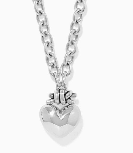 Interlok Love Knot Large Heart Necklace Silver