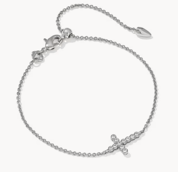 Cross Silver Crystal Delicate Chain Bracelet