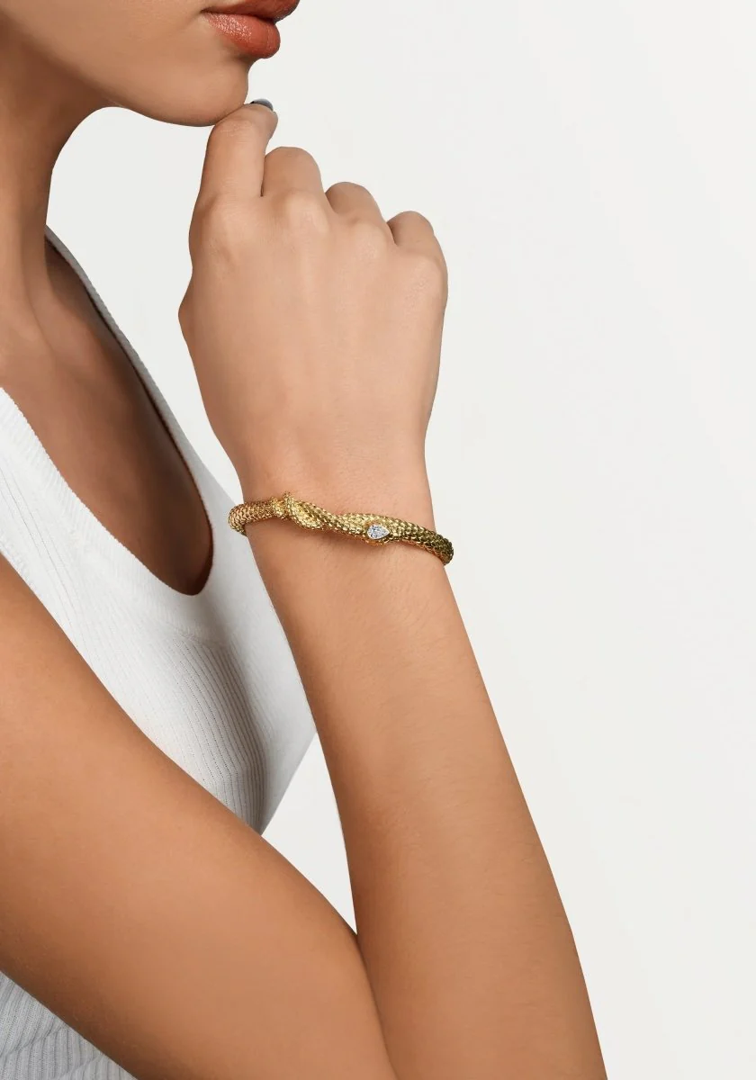 Anabel Aram Serpent Hinged Bangle Gold