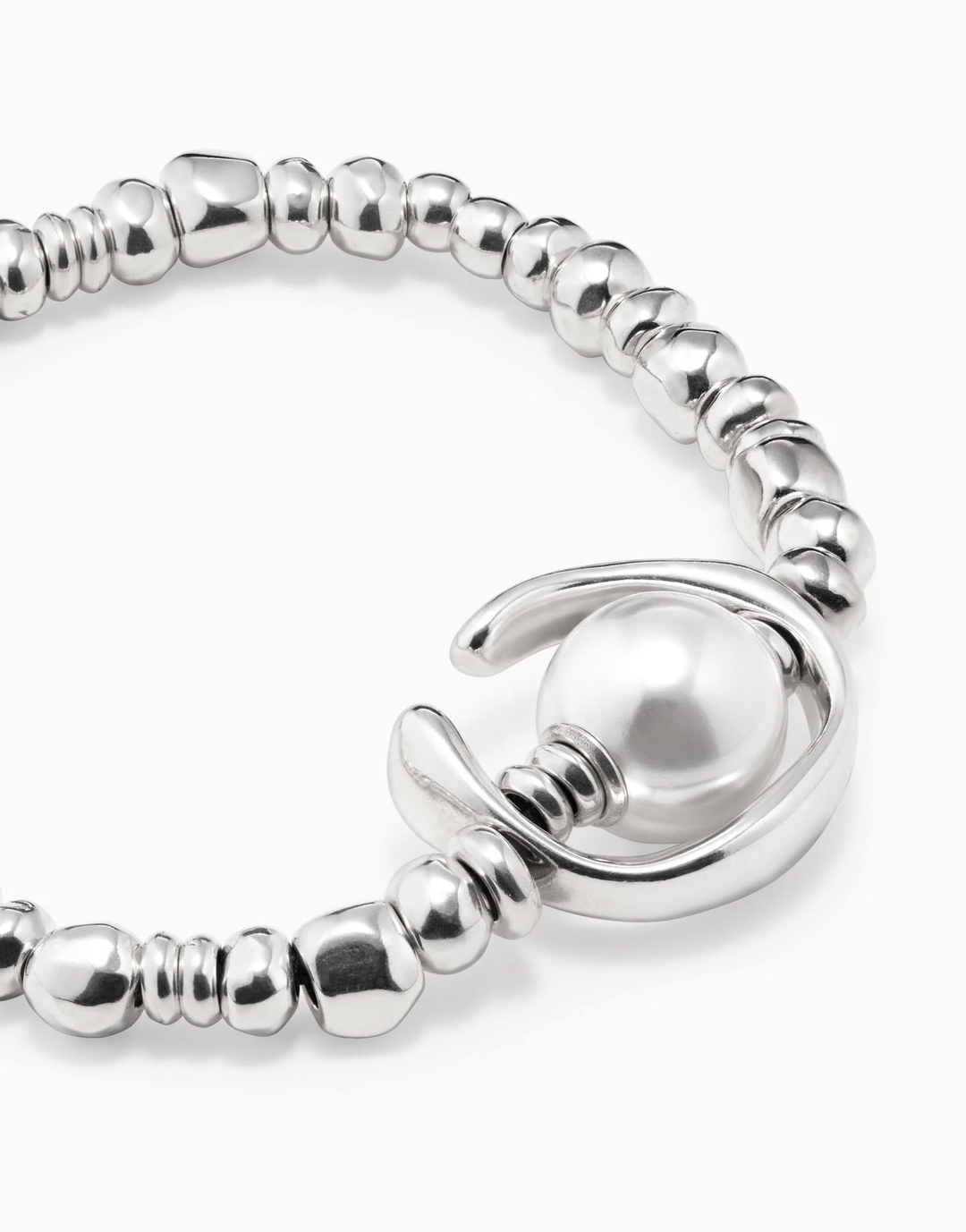Another Round Oh Oh Oh Silver Bracelet with White Pearl Medium