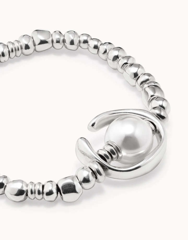 Another Round Oh Oh Oh Silver Bracelet with White Pearl Medium