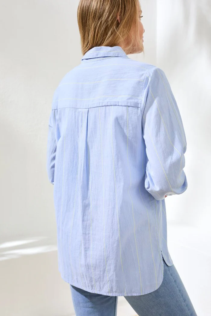 Yarn Dye Stripe Button Shirt Chambray
