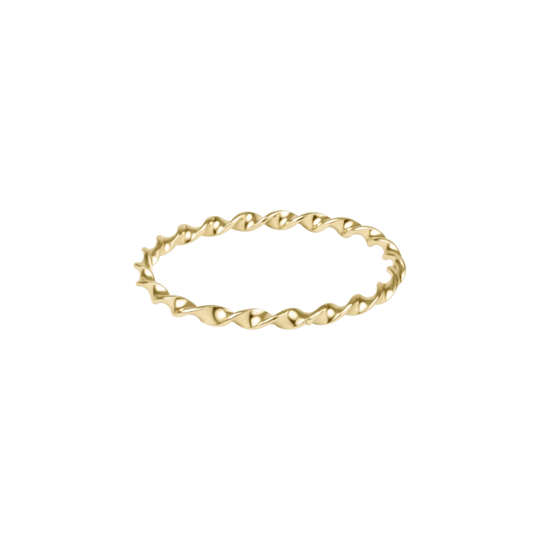 Classic Gold Twisted Thin Band Ring Size 7