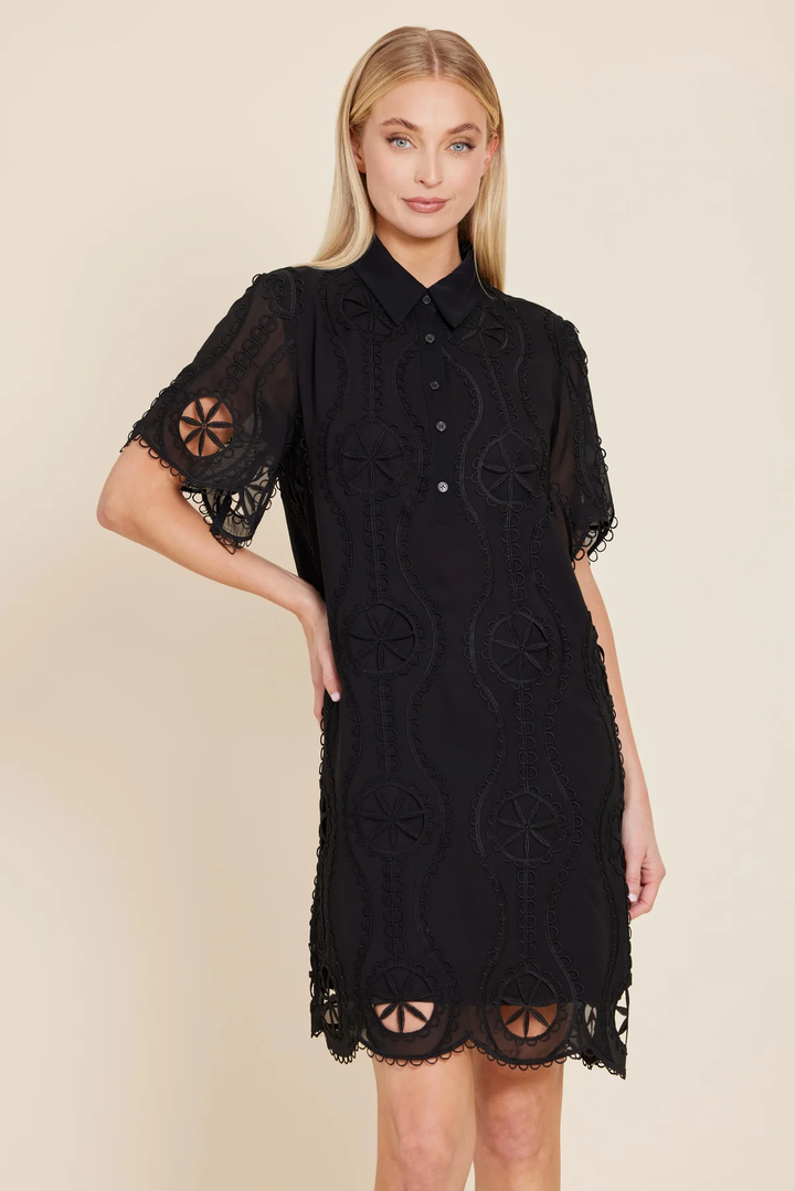 Crepe Cutout Design Dress Black