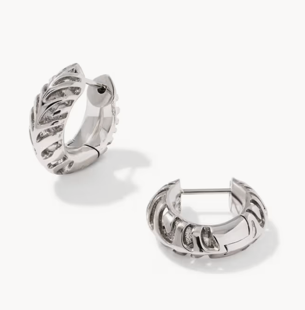 Mikki Tiger Stripe Huggie Earrings Silver Metal