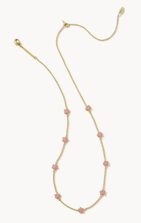 Jane Strand Necklace Dark Pink Enamel Gold