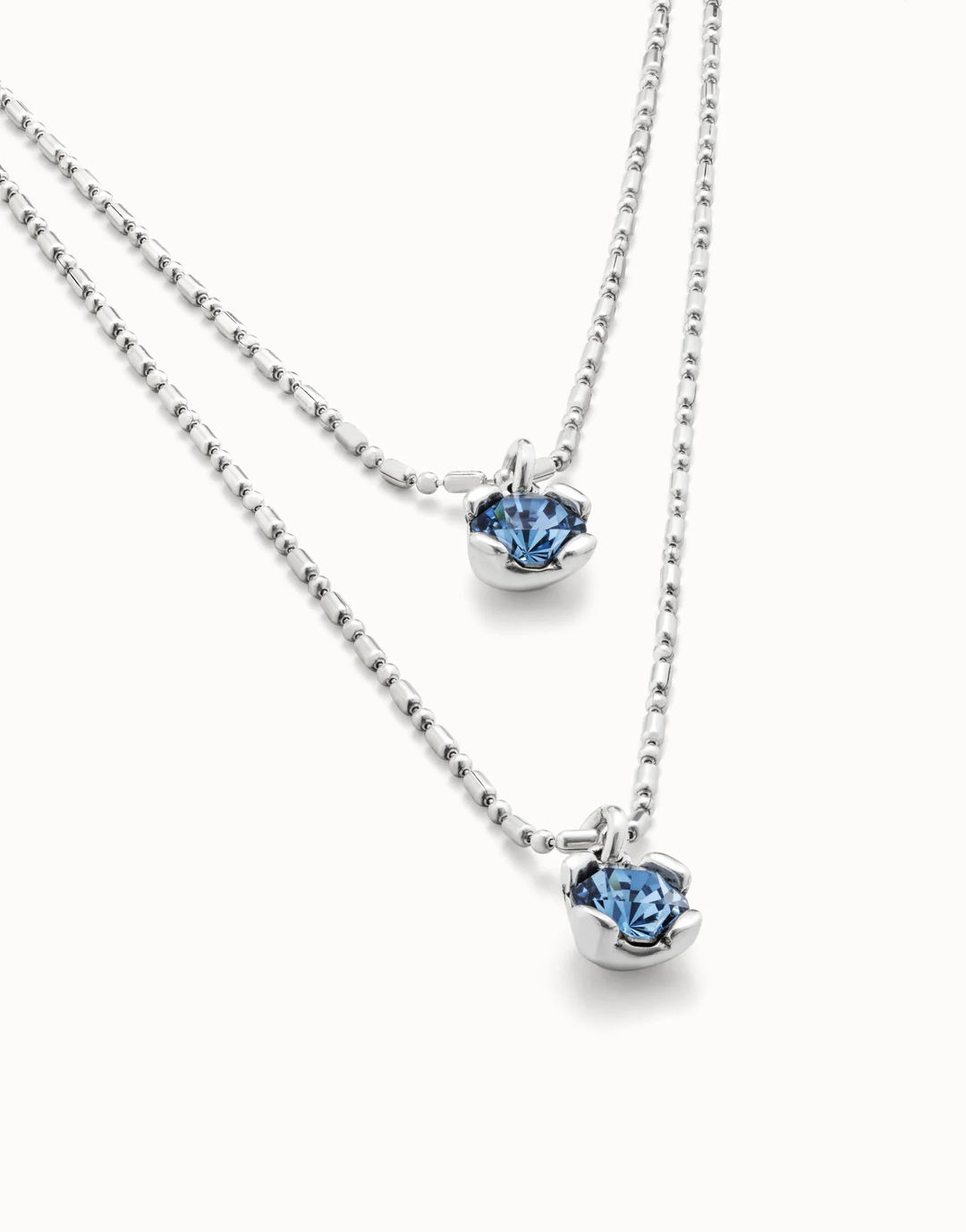 Aura Blue Long Pendant Chain Necklace with crystals