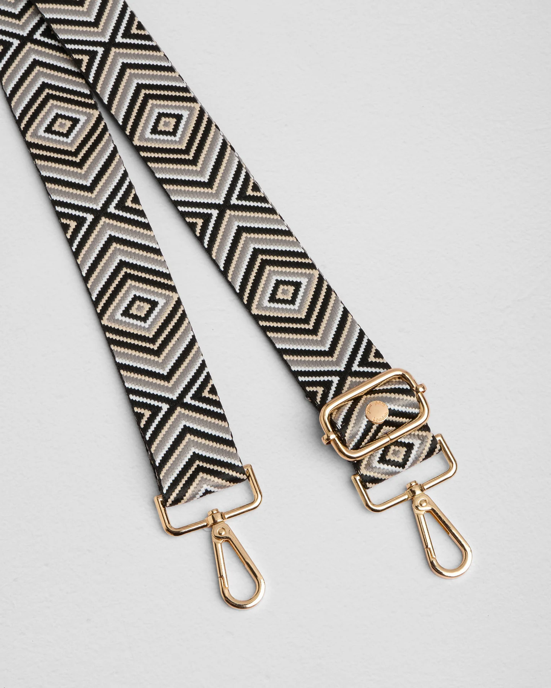Pom Pom Strap Black and Grey Diamond Illusion