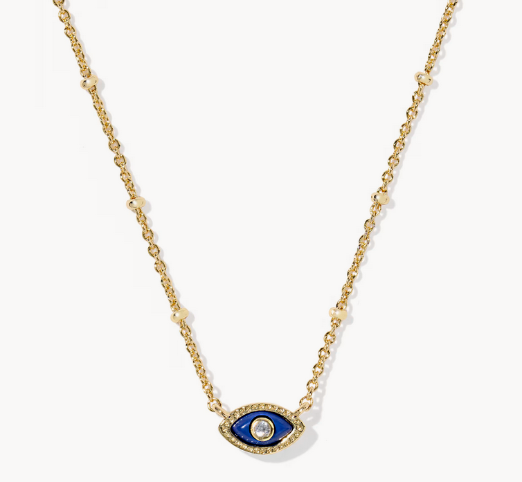 Mini Eye Short Pendant Gold Dark Blue Magnesite