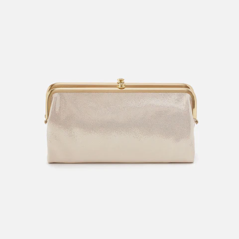 Lauren Clutch Wallet Metallic Leather Sand Shimmer