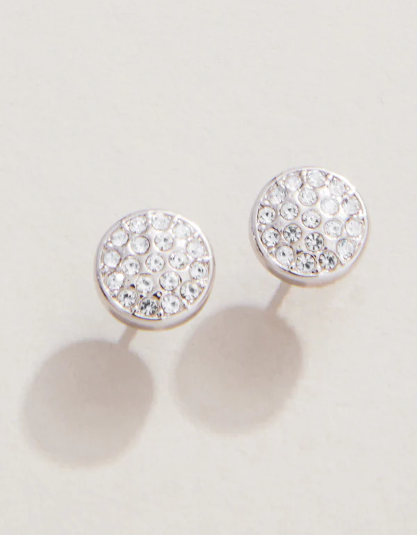 Sea La Vie Stud Earrings Stronger/Pave Disk Silver