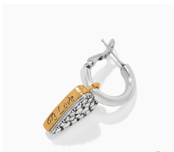 Love Messages Be Love Reversible Hoop Earrings Silver-Gold OS