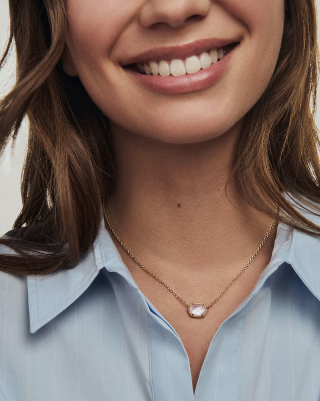 Daphne Frame Pendant Necklace Light Pink MOP Gold