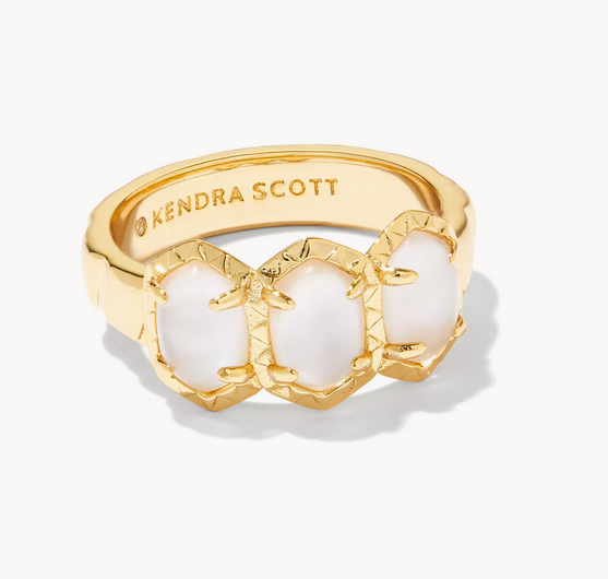 Daphne Band Ring Gold Ivory Mother of Pearl