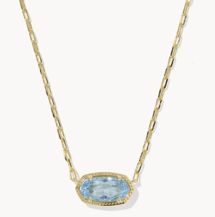Elisa Luxe Pendant Necklace Light Blue CZ Gold