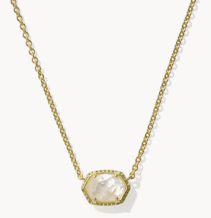 Daphne Frame Pendant Necklace Ivory MOP Gold