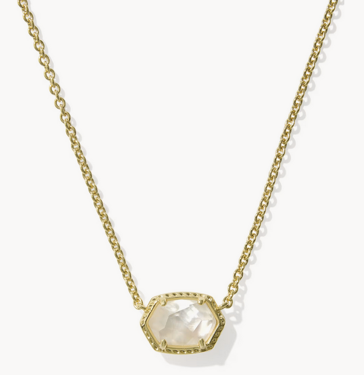 Daphne Frame Pendant Necklace Ivory MOP Gold