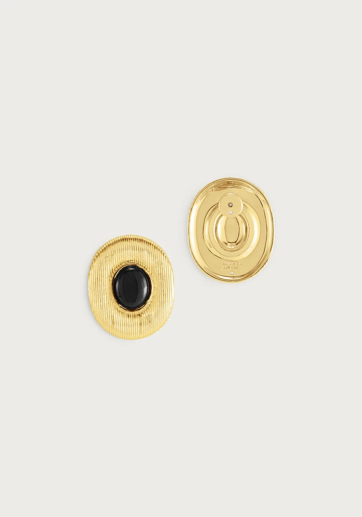 Anabel Aram Safari Earrings Black Onyx Gold