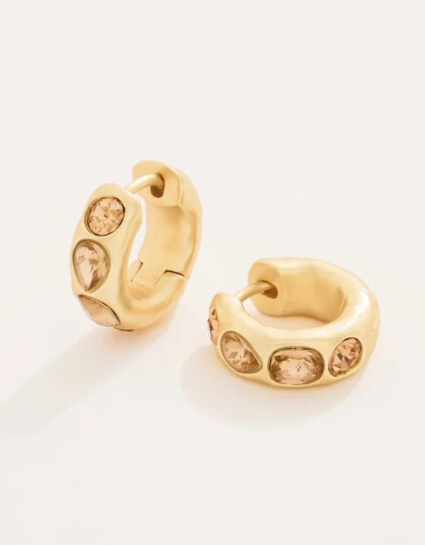 Manor Gem Hoop Earrings Bronze