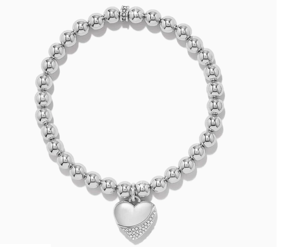 Meridian Petite Wave Heart Silver Bracelet