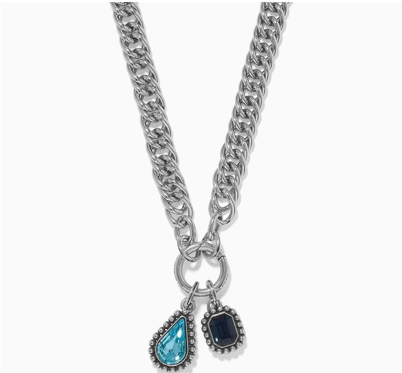 Twinkle Luxe Blue Charm Link Necklace