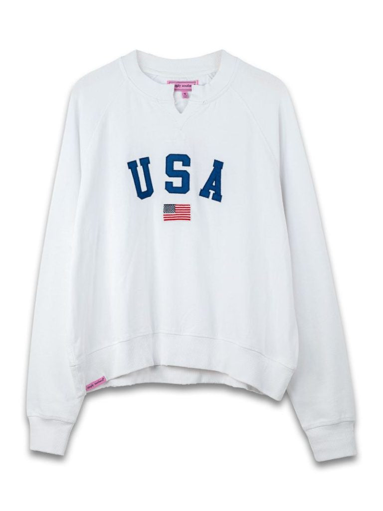 USA Crew Neck Sweatshirt White