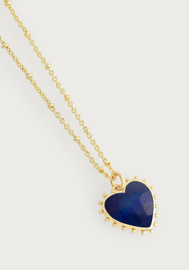 Anabel Aram Heart with Lapis Stone Pendant Necklace