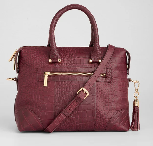 Pom Pom London Greenwich Bag Croc Red Mahogany