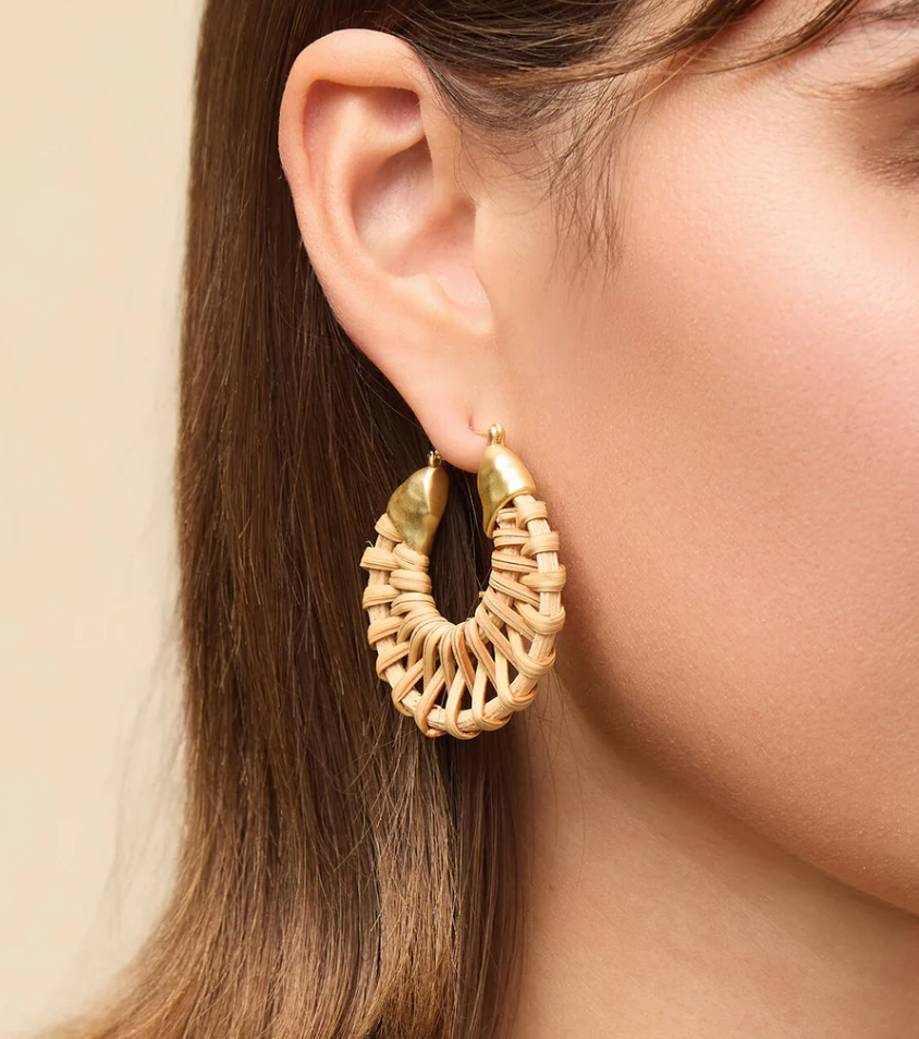 Wicker Hoop Earrings Natural