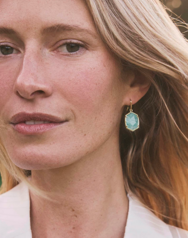 Daphne Frame Drop Earring Teal Amazonite Gold