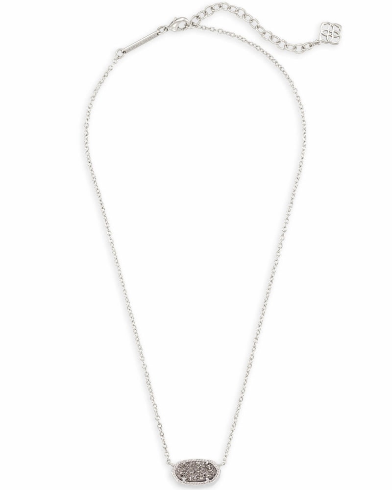Elisa Pendant Necklace Rhodium Platinum Drusy