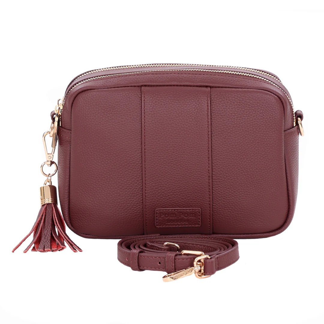 Pom Pom London City Duo Bag Deep Burgundy