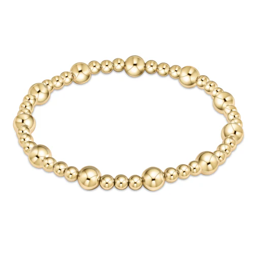 Extends Classic Sincerity Pattern 6MM Bead Bracelet Gold 7.5"