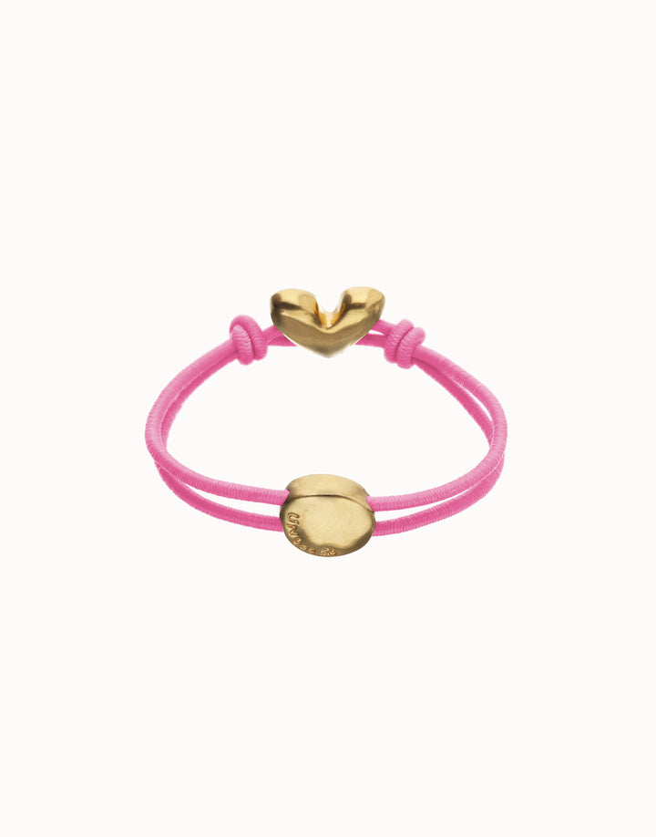 Beat Pink Elastic Bracelet with Heart Charm