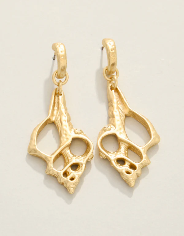 Spiral Shell Earrings White Opal
