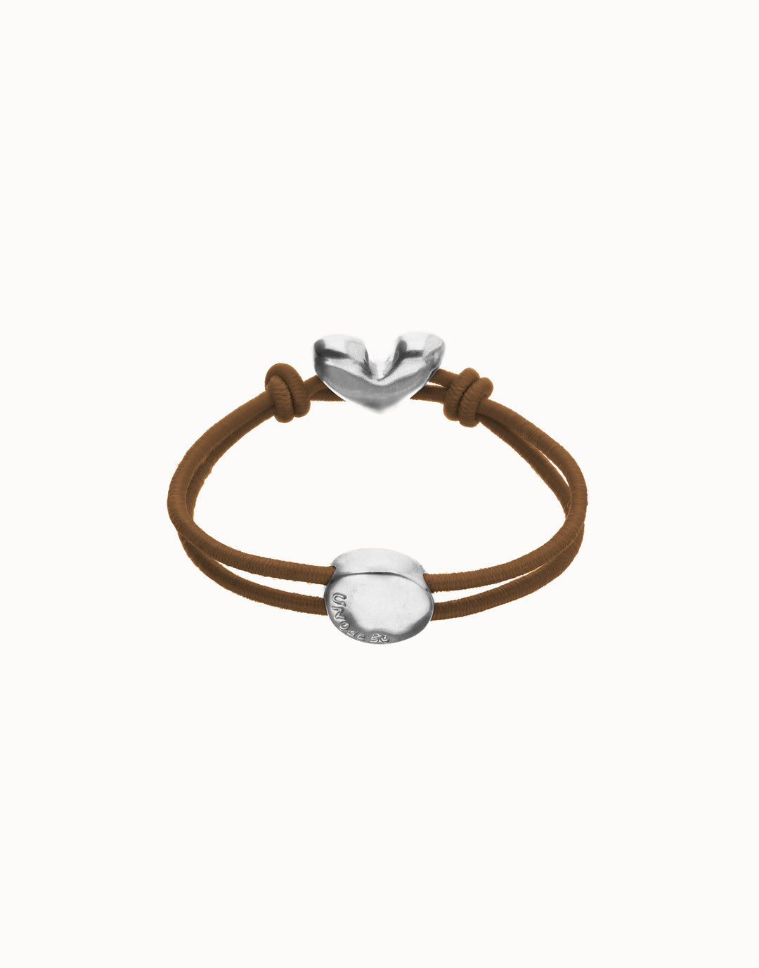 Beat Brown Elastic Bracelet with Heart Charm