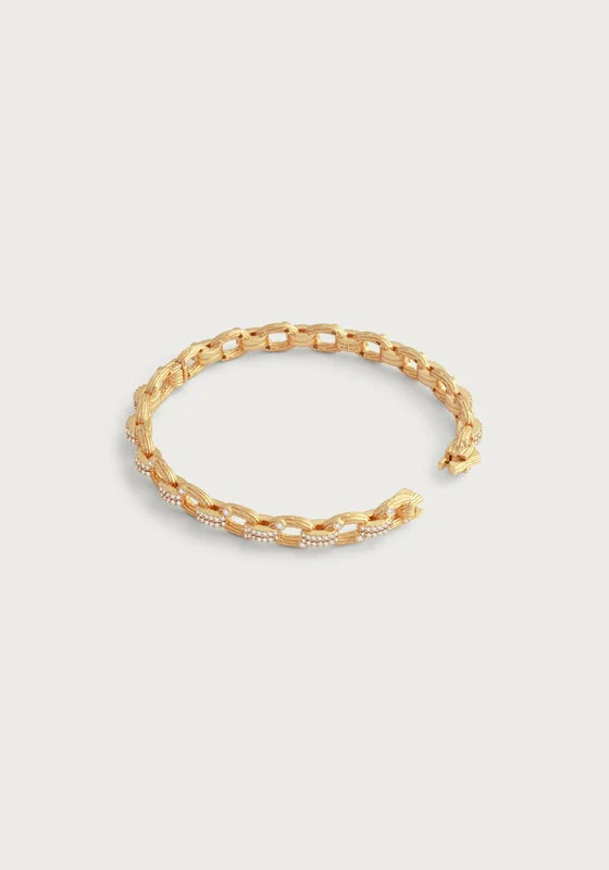Anabel Aram Enchanted Forest Chain Hinged Bangle Gold