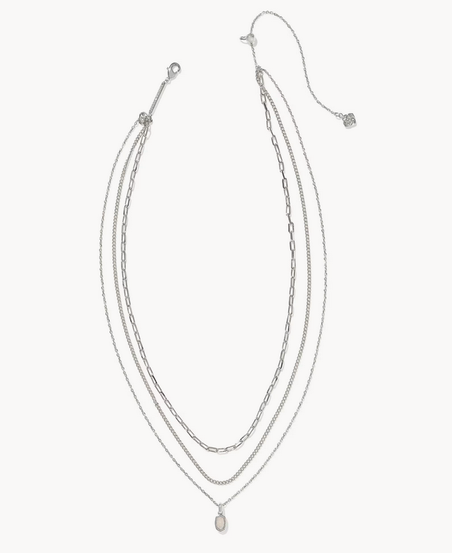 Mini Elisa Triple Strand Necklace Iridescent Drusy Silver