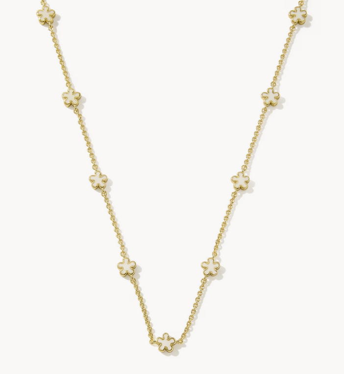 Jane Strand Necklace White Enamel Gold