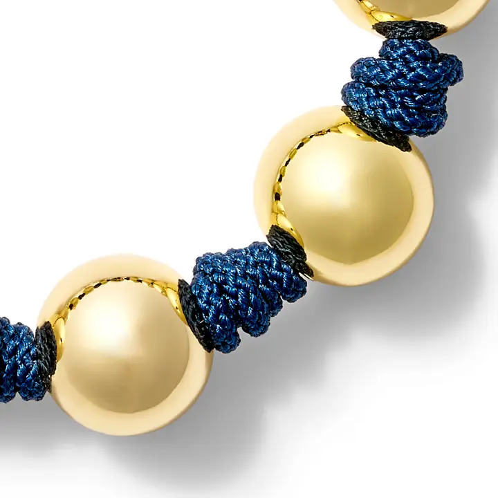 Gold Ball + Pearl Knotting Bracelet