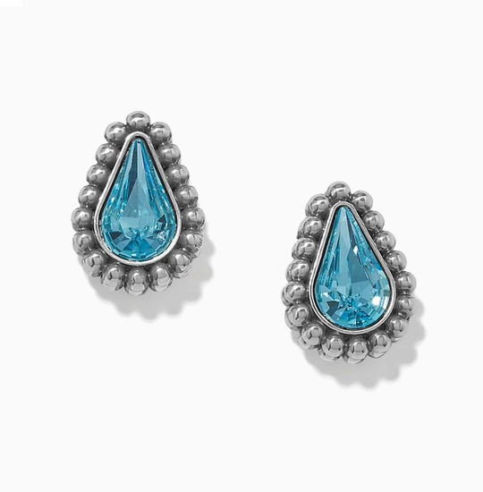 Twinkle Luxe Teardrop Post Earrings Silver-Blue