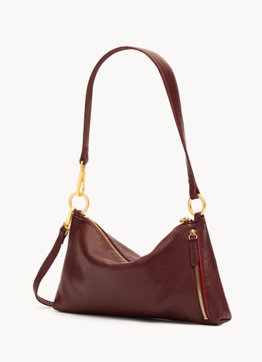 Kyle Cherrywood Pebble Shoulder/Crossbody w/Gold Rivets