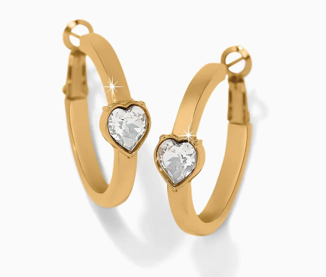 Mystery of Love Heart Hoop Earrings Gold