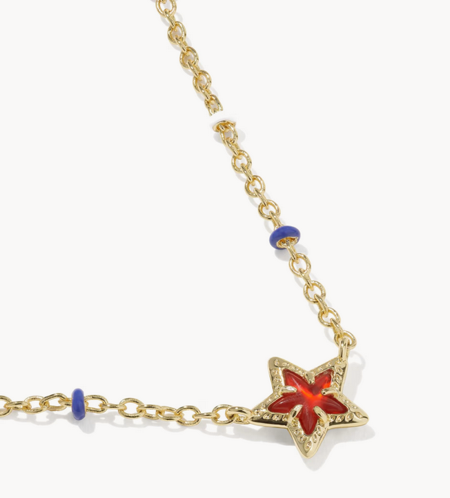 Mini Cassidy Short Pendant Necklace Red Illusion Gold